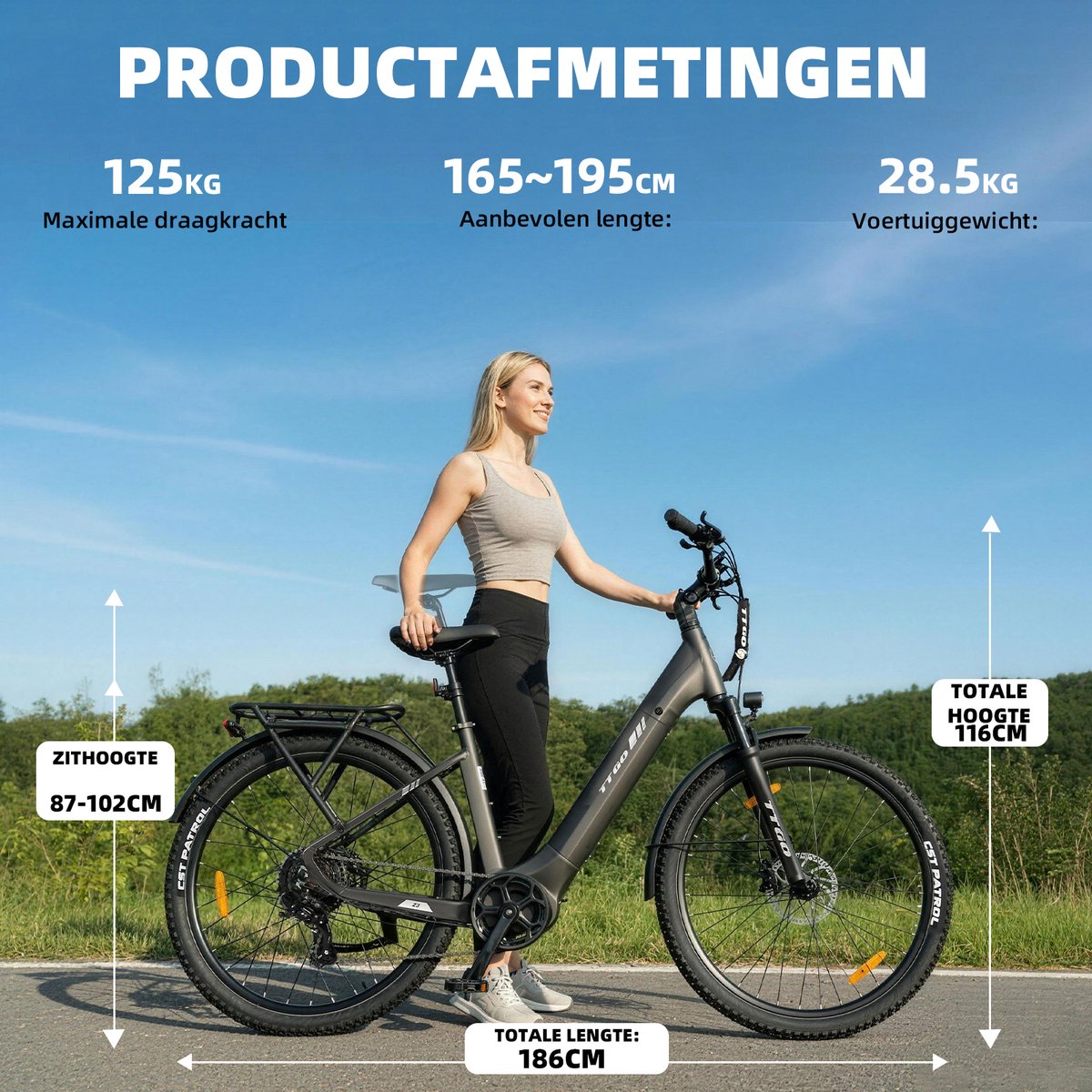 TTGO Z3 e-bike: 130 km bereik, hydraulische remmen, stadsfiets thumbnail 5