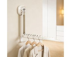 2pcs Opvouwbaar wasrek, wandgemonteerd droogrek met zuignap, uitschuifbaar, draagbare deurhanger voor wasgoed, badkamer, camper en balkon. (Wit)