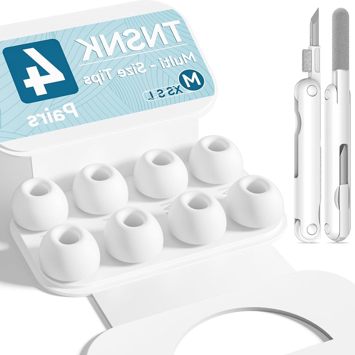 Vervangende Oordopjes voor AirPods Pro 2 en 1 met Geluidsreductie, Antislip Silicone Tips, Schoonmaakset en Organizer - Maat M - Ideaal voor Comfort en Geluidsisolatie