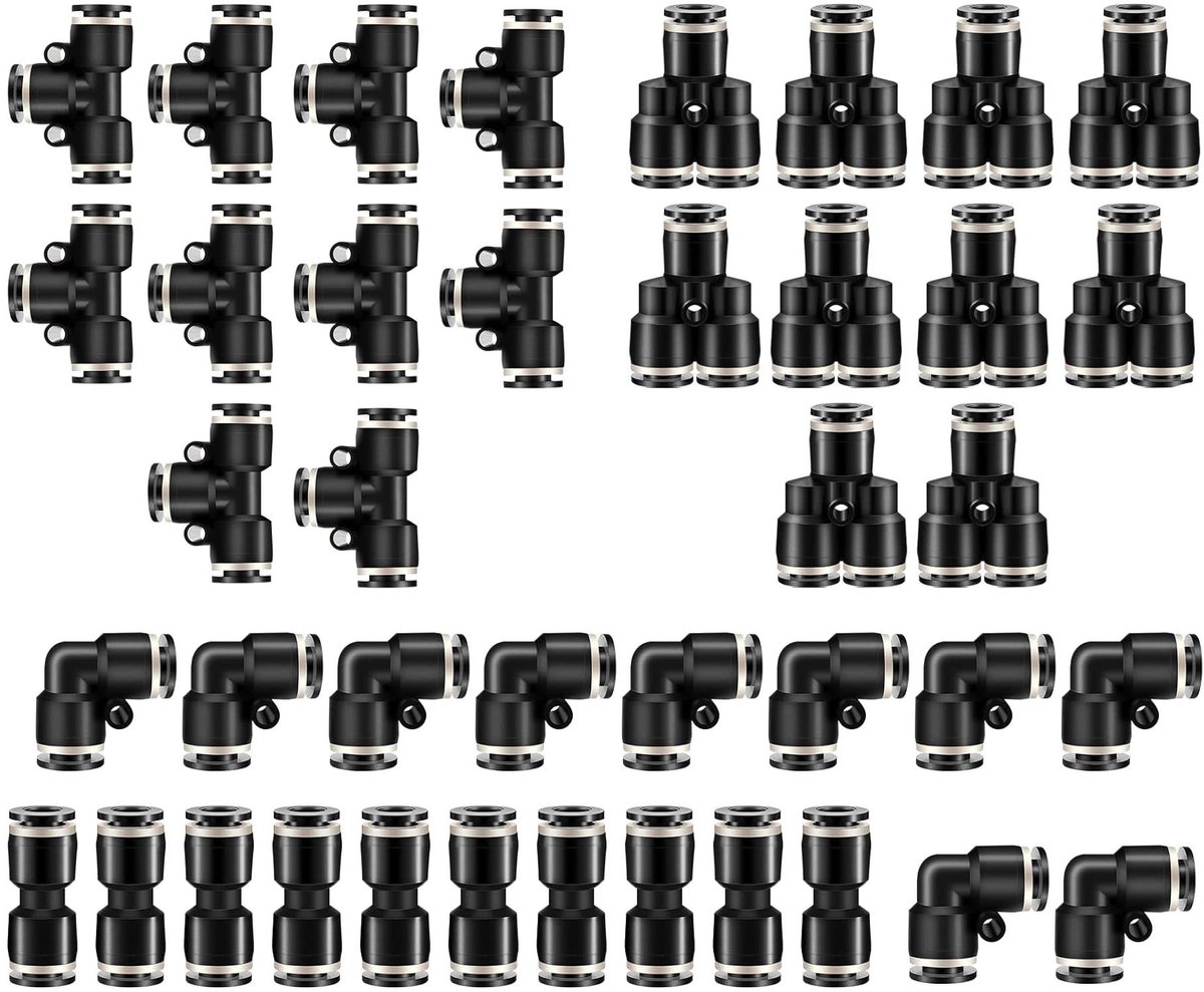 NTHProducts - Pneumatische Connectoren - 40-delige set - Geschikt voor luchtleidingen - Zwart - Snelle verbindingen - Ideaal voor luchtcompressoren