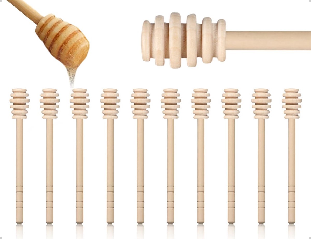 NTHProducts - Houten Honinglepel - 2 Stuks - Ideaal voor Koken - 16 cm - Handig voor Honing - Keukenaccessoires - Voor de Thuischef