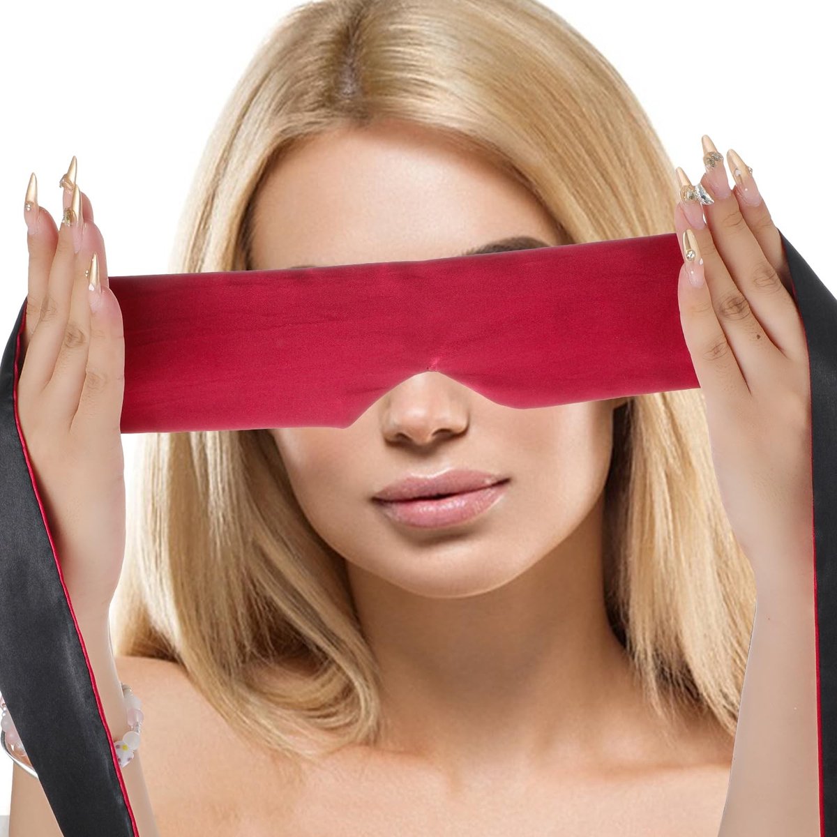 Satijnen Oogmasker - Zacht & Verstelbaar - Slaapmasker & Blinddoek voor Volwassenen - Rood