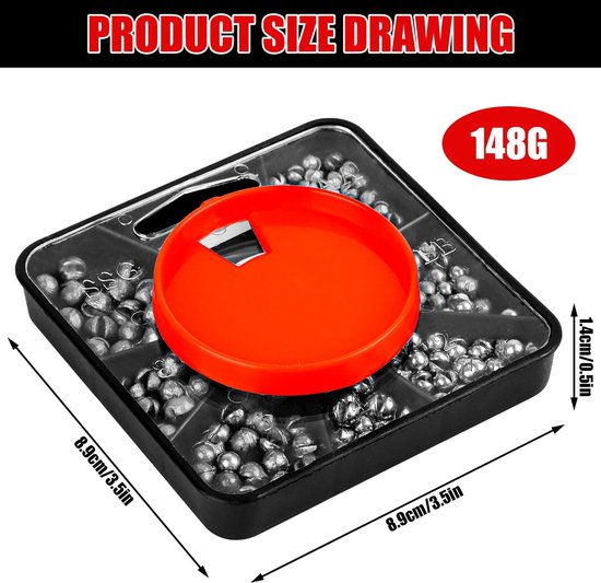 MTTProducts - Lead Scrap Fishing - Scrap Lead Fishing - Ideaal voor veelzijdig vissen - Zwart - Gewicht vissen - 7 maten in opbergdoos - Geschikt voor ... van Mttproducts — afbeelding 3