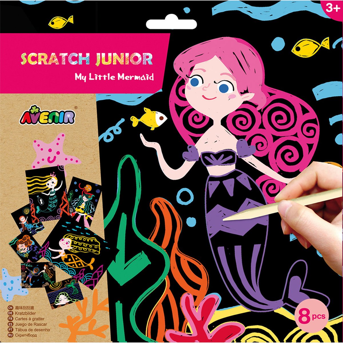 AVENIR Scratch Junior - Mijn kleine zeemeermin - 8 stuks - Creatief spelen - 3+