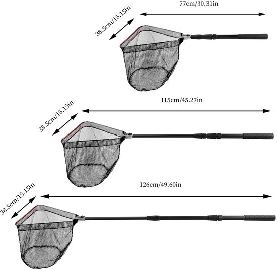 MTTProducts - Fishing Landing Net - Vouwnet - 130 cm - Zwart - Verstelbare Hengel - Ideaal voor visliefhebbers - Robuuste constructie van Mttproducts — afbeelding 2