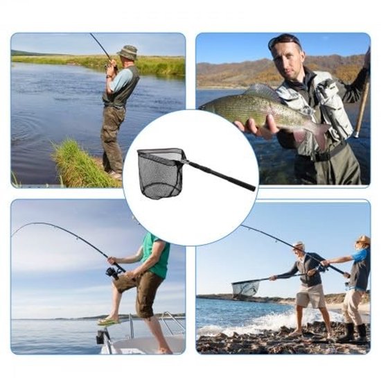 MTTProducts - Fishing Landing Net - Vouwnet - 130 cm - Zwart - Verstelbare Hengel - Ideaal voor visliefhebbers - Robuuste constructie van Mttproducts — afbeelding 5