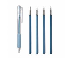 Blauw pen mes set 5 stuks snijmes pen voor hobby en DIY precisie snijgereedschap navulbare pen mes met extra mesjes voor scrapbooking sticker snijden en knutselen