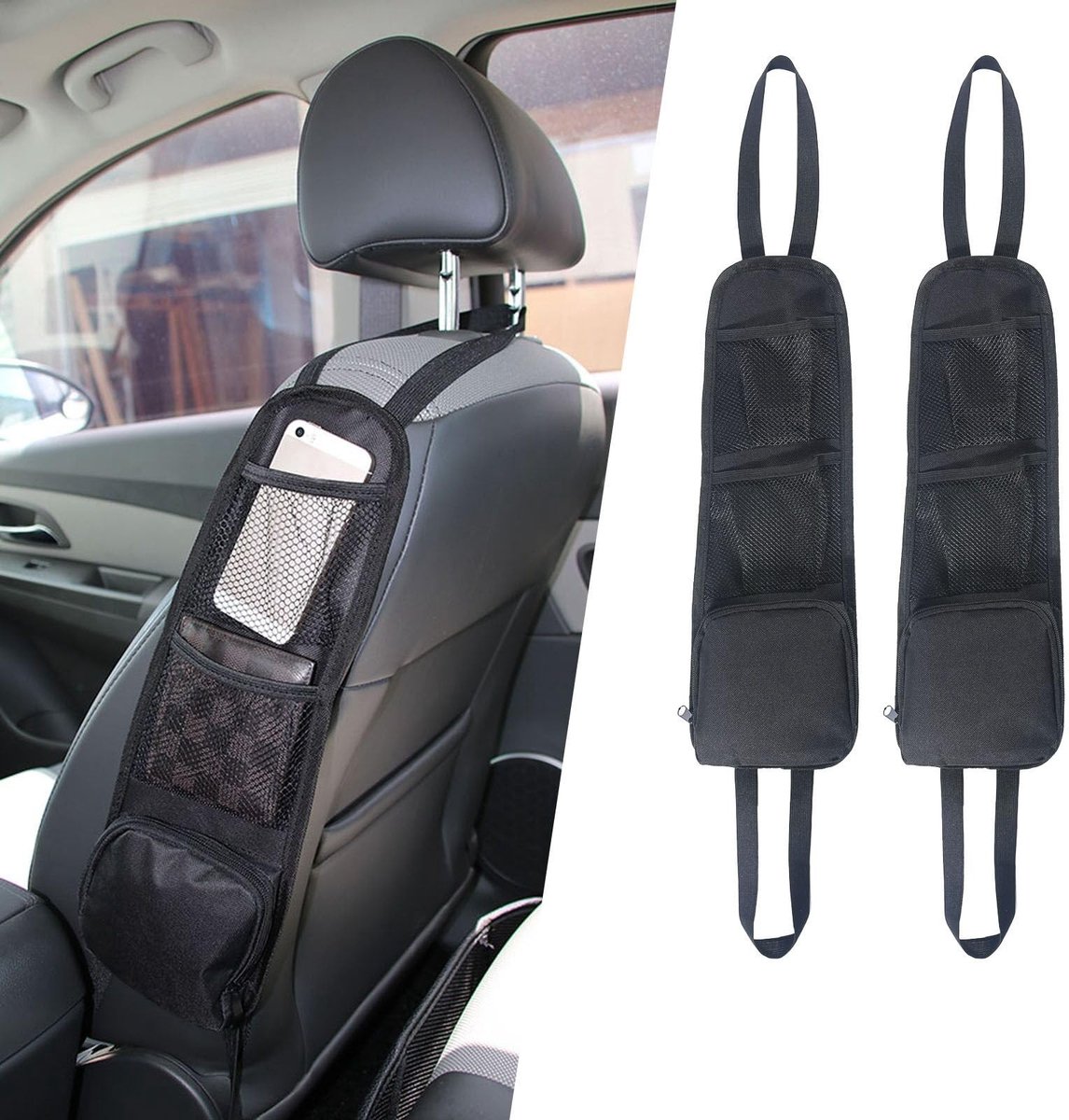 Seb3 - Auto Organizer - 2-Piece Opbergtas - Praktische Berging - Geschikt voor Alle Auto's - Handige Opbergoplossing - Perfect voor Reizen