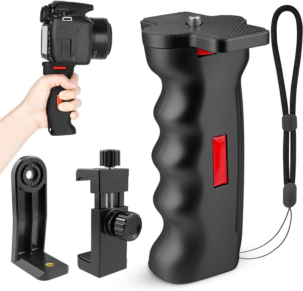 Handgreep voor Camcorder en Smartphone - Plastic Stabilizer met Ophangkoord voor Videocamera's en Actiecamera's