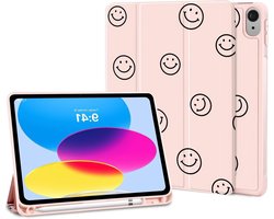 Fycyko Compatibel met iPad (A16) 11e generatie 11 inch 2025/iPad 10e generatie 10,9 inch 2022 hoesje, esthetisch schattig glimlachontwerp met potloodhouder schokbestendige flexibele TPU-beschermhoes