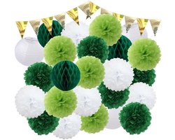 HKYBCF DIY 25 stks/set Decor Roze opknoping Papier Ambachten Jongen Meisje Zomer Party 20 cm Groen Pompom 8 inch Lantaarns Papieren Lantaarns (Kleur: C, Lantaarn Maat: 8 "(ongeveer 20cm)