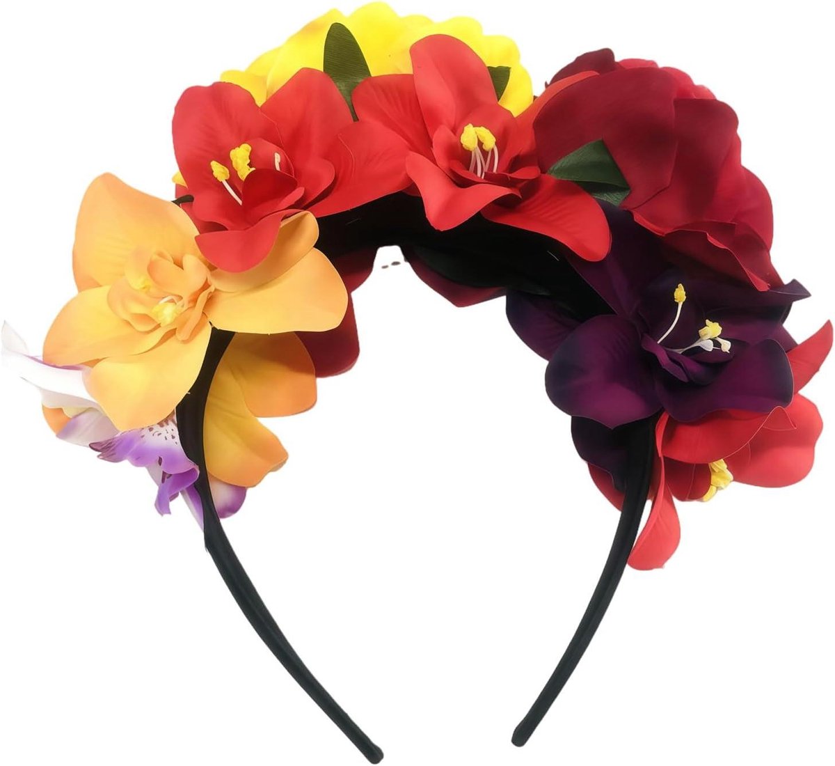 Bloemen Hoofdband - Bloemen Haarband - Feestelijke Accessoires - Realistisch Ontwerp - 13 x 12 cm - Multicolor