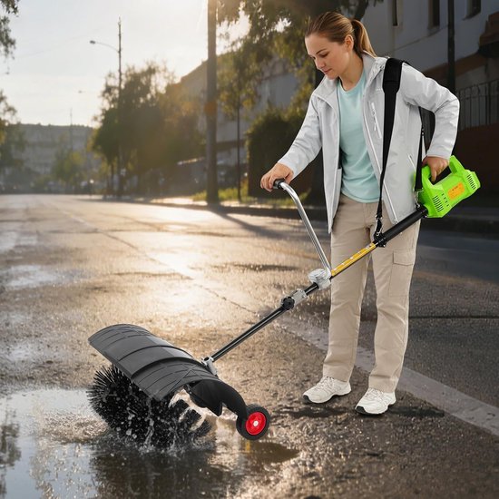 Elektrische veegmachine - Bladblazer schuiver - Buiten reinigen - 2-in-1 functie - 105 x 31 x 36 cm - Zwart groen — afbeelding 3