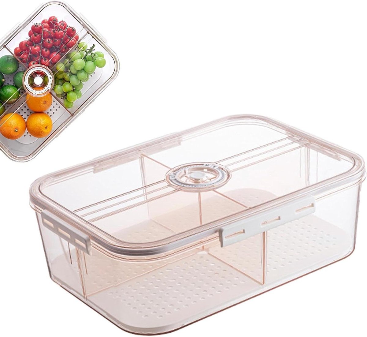 Fruitopslagcontainers - Voedseldoos Koelkast - Voedsel Vers Houden - Vacuüm Opslag - 40 x 29 x 123 cm - Wit