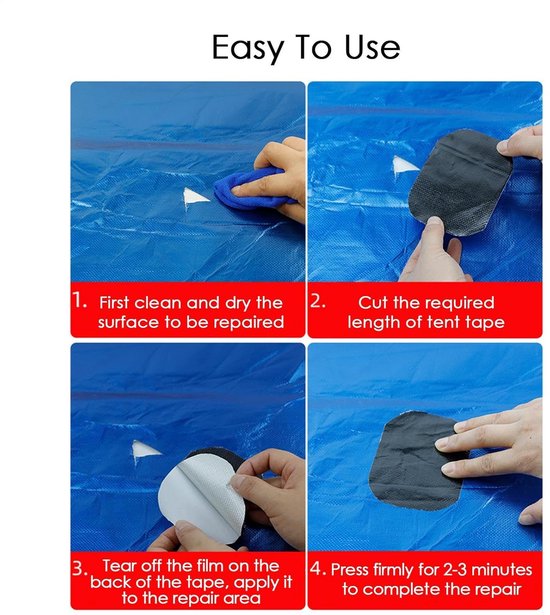 Luifel Reparatietape - Waterdichte Canvas Patch - Tent Repareren - UV-Bestendig Zwaar Belastbaar - 10 cm x 10m - Zwart — afbeelding 3