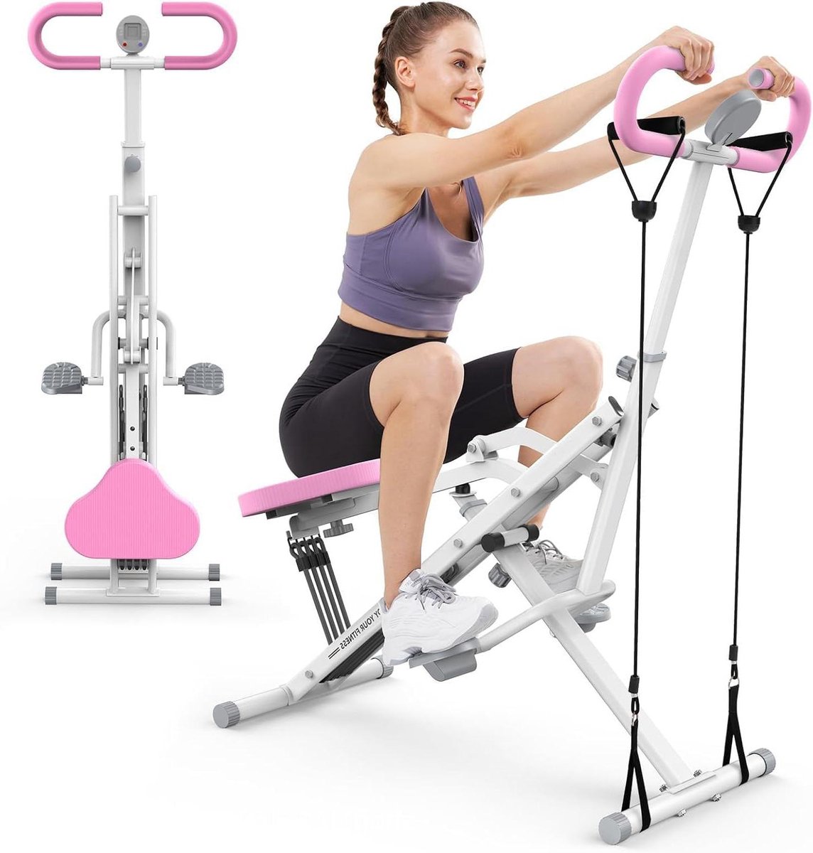Squat Machine - Bilspier Trainer - Thuis Trainen - Opvouwbaar Ontwerp - 350 kg Capaciteit - Roze