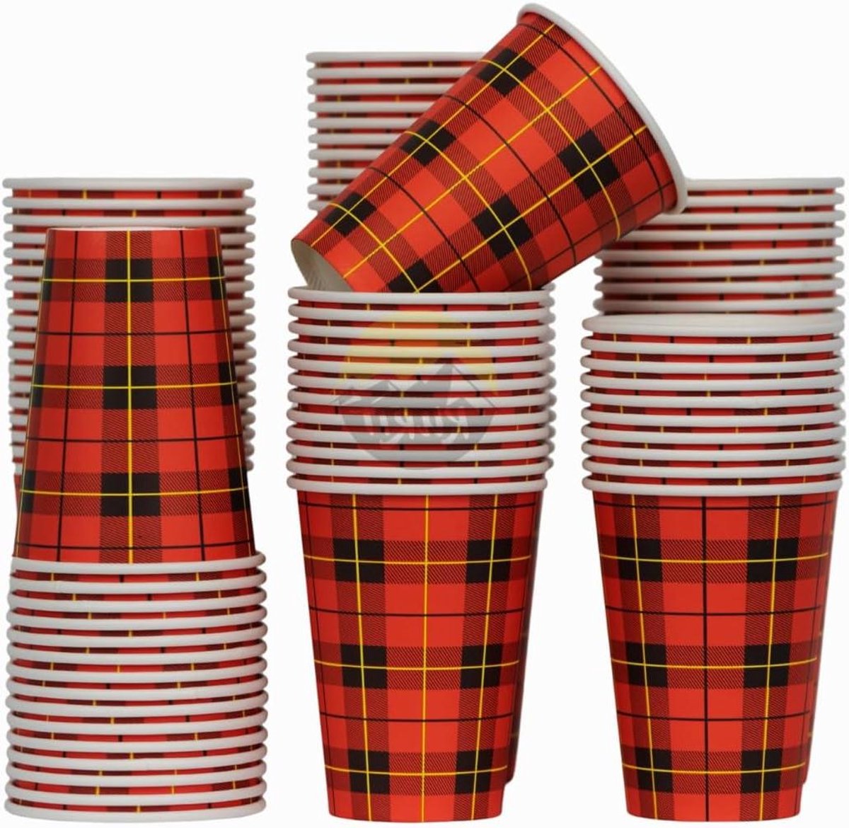 KURTT - Coffee cups to go - coffee cup cardboard 'scottish checker' - 7oz/180ml - 3000 pieces - Drinking cup - Cardboard Cup - Disposable cup - Paper Cup - Top quality - Leak-proof! (180ml, 3000