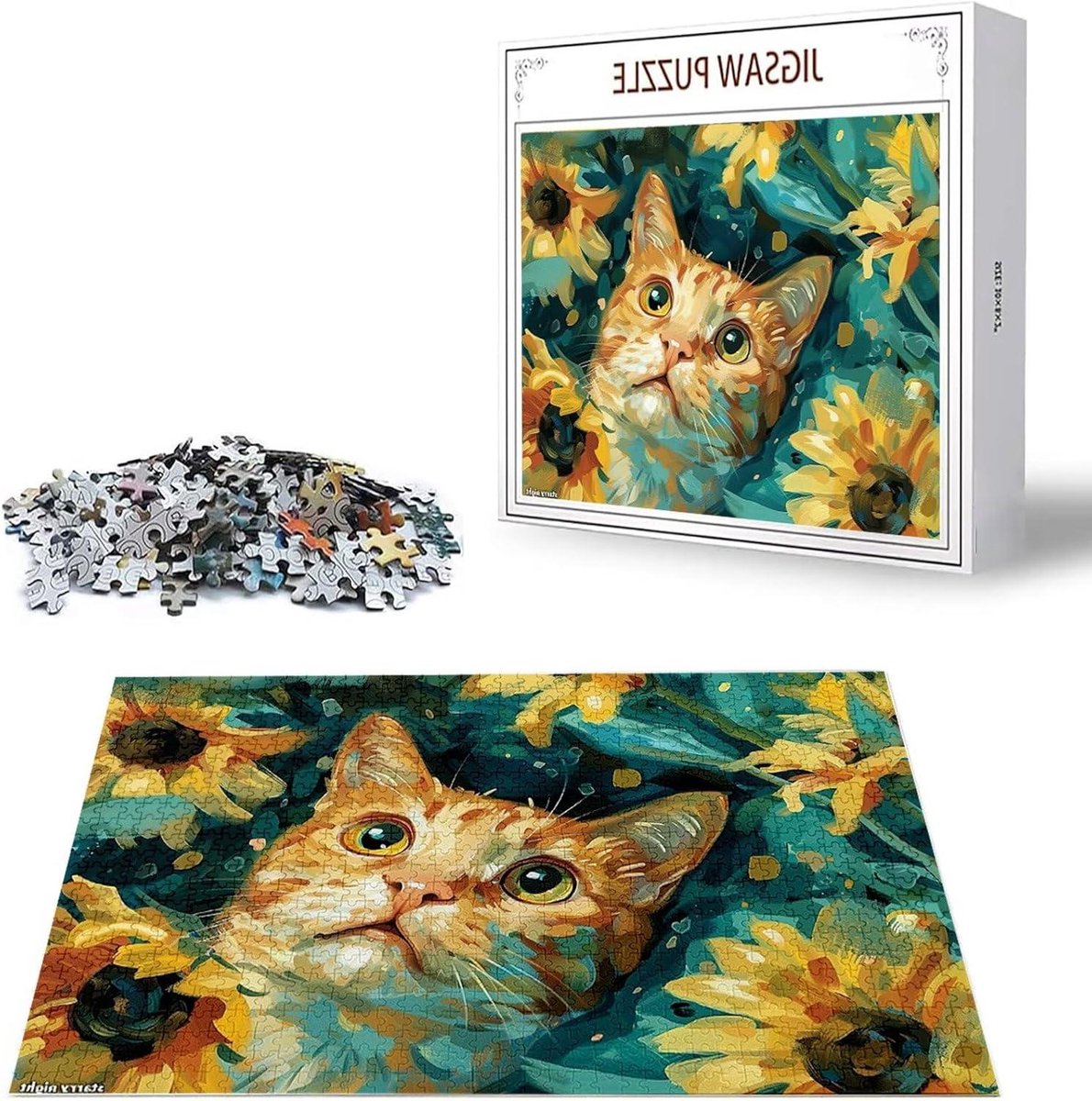 Puzzelmat 3000 stukjes - Legpuzzel Volwassenen - Ontspannen en Uitdagen - Gelabelde Achterkant - 122 x 81 cm - Zonnebloem
