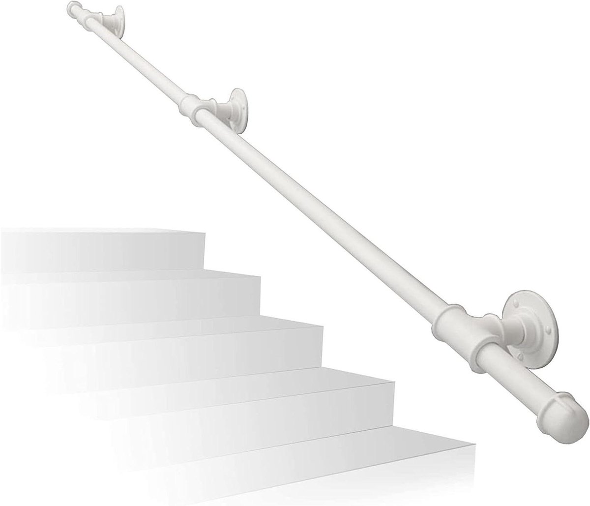 Smeedijzeren Leuning - Buitenhandgreep Trapleuning - Veiligheid Buiten - Robuust Smeedijzer - 420cm - Wit