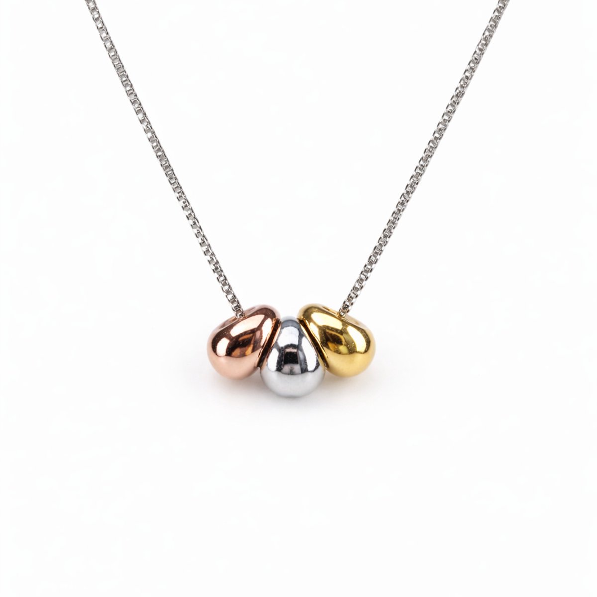 Engravia by Derya – Dames Ketting Driekleur – 925 Sterling Zilver – Minimalistische Hanger in Goud, Zilver & Roségoud – Cadeau voor Vrouw of Vriendin