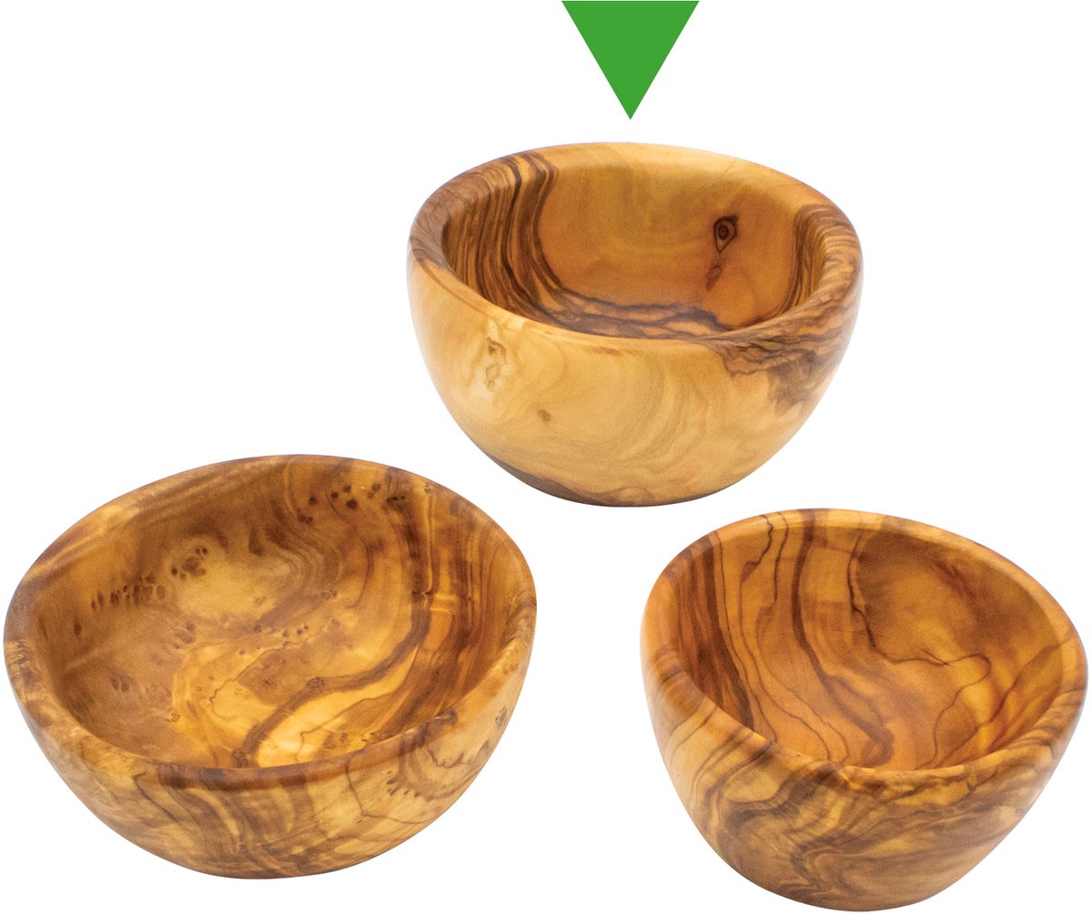 Rizes Wood - Pure Olive Wood - olijfhouten Schaal Ø 8 cm - Olijfhout - Borrel - Cadeautip - Duurzaam!