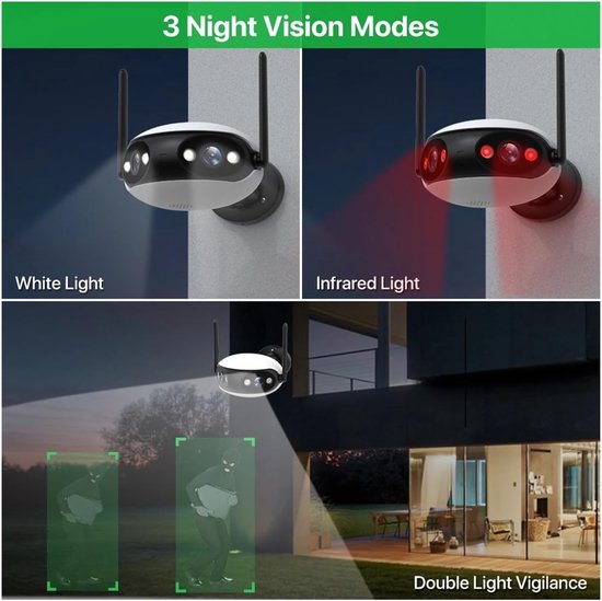 Beveiligingscamera Buiten - IP Camera WiFi - Huis Beveiligen - 180 Graden Panoramisch Zicht - 4MP/8MP Dual Lens - Wit — afbeelding 2