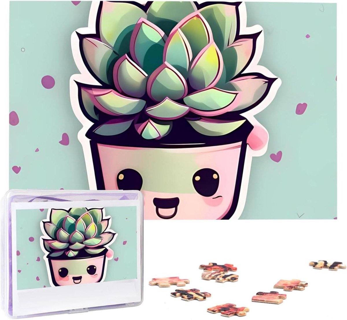 Vetplanten Puzzels - Fotopuzzel Volwassenen - Ontspannen en Spelen - Anti-krul Ontwerp - 1000 Stukjes - Groen