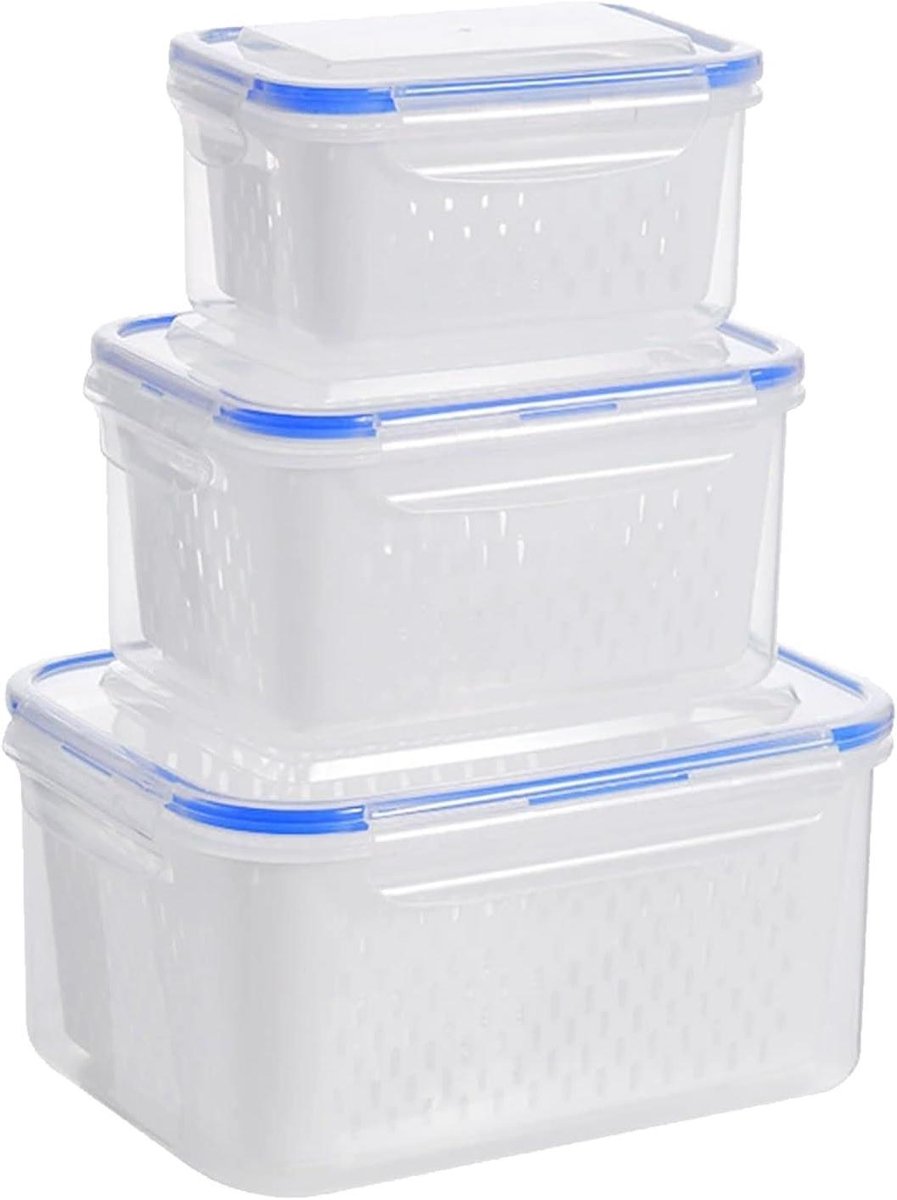 Voedsel Bewaar Container, Doorzichtige Box met Drainage en Ventilatie, Groente Fruit Voedsel Opberg Bak, Voor Dineren Maaltijdbereiding Voorraadkast Lunch Koelkast Thuis Keuken Camping Koken Reizen