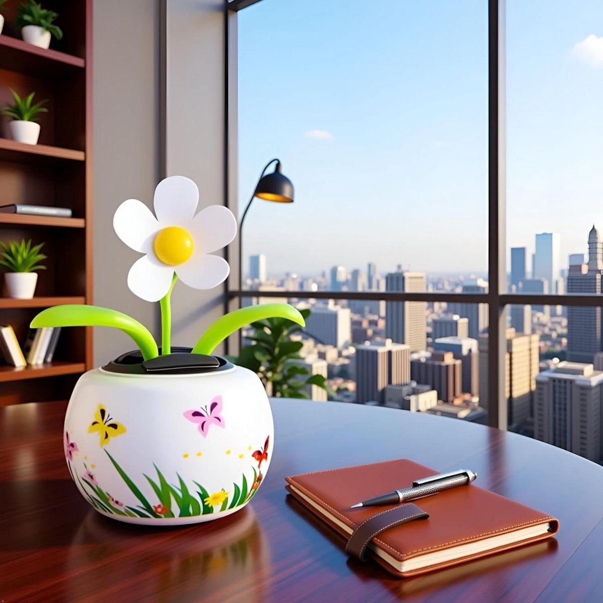 Dansende Bloem - Bobblehead Danser - Auto Interieur - Zonne-energie Aangedreven - Compact Formaat - Wit