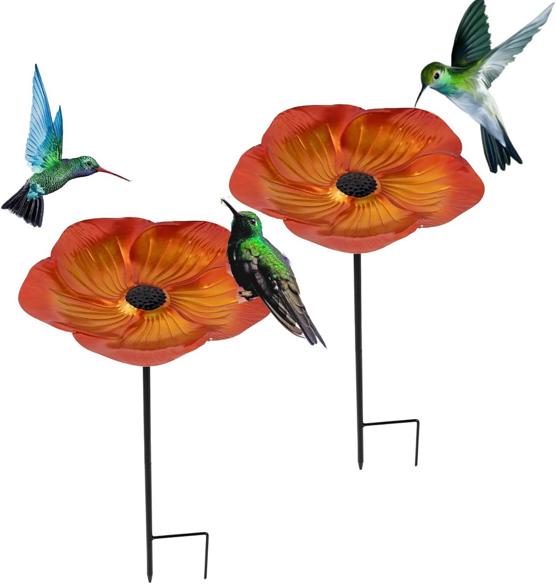 Stijlvolle Vogelbad voor de Tuin 105 x 37 cm met Grondpen en Vlinders, Winterbestendig Waterbad voor Tuin, Patio en Gazon