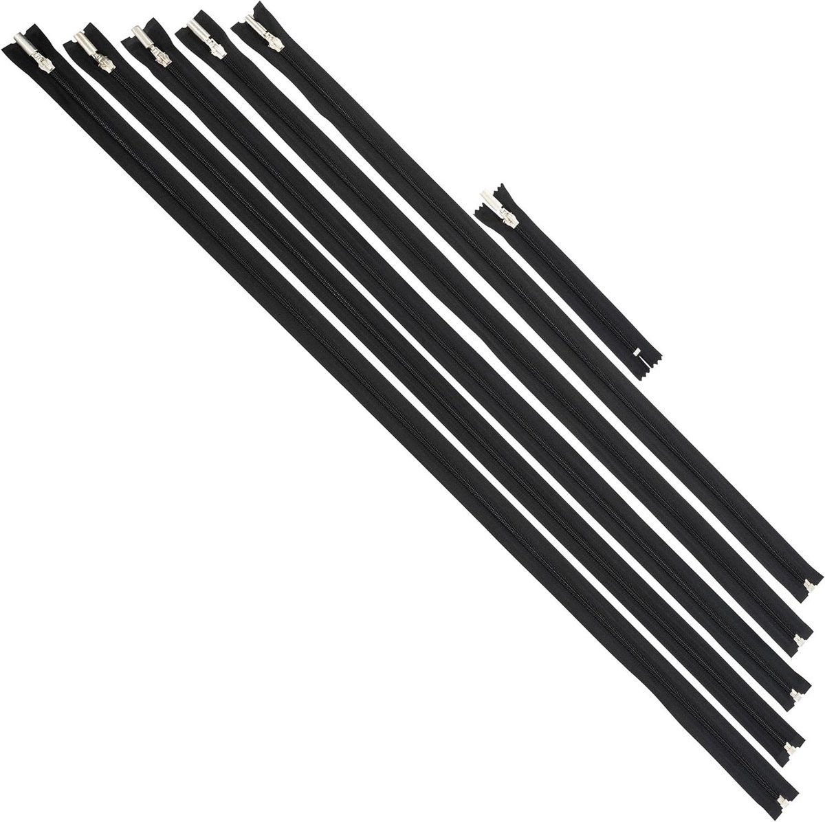 Spiraalritsen Set - Naaibenodigdheden - Kleding Maken - Met Decoratieve Trekker - Tot 85 cm - Zwart