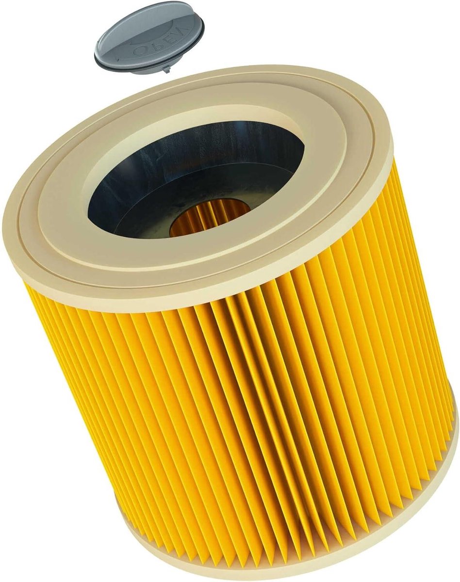 Vouwfilter Stofzuiger - Reservefilter Cilinder - Stof Vangen - Uitwasbaar F9 Klasse - 113 cm Hoog - Geel