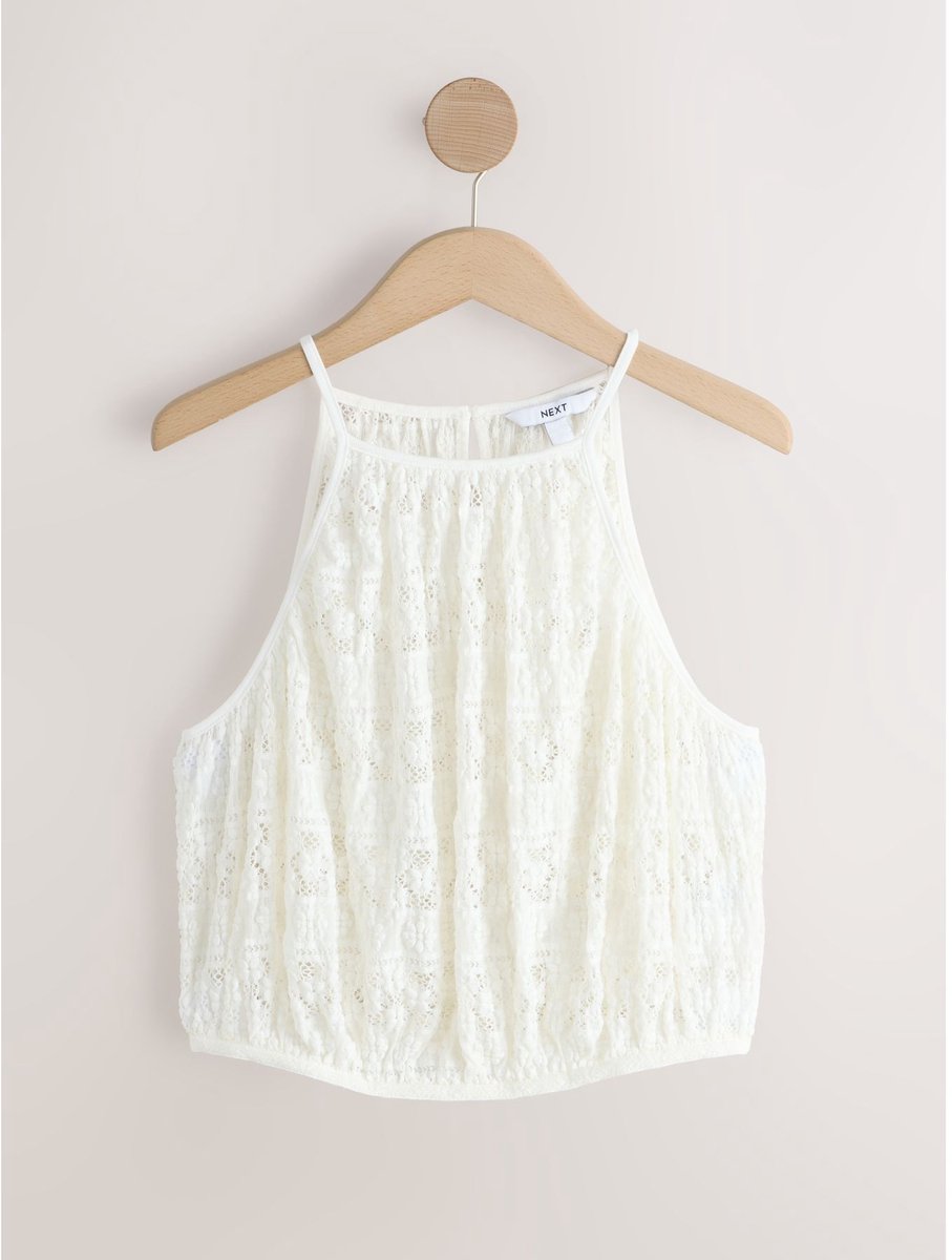 Next Mouwloze top met kant en halternek
