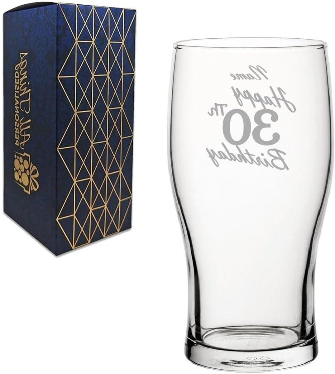 Gepersonaliseerd Gegraveerd Pintglas met Naam - Klassiek Tulpglas voor Verjaardagscadeau
