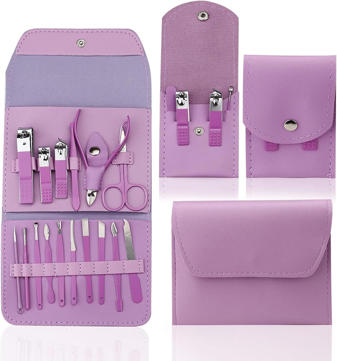 Manicure Set - Nagelverzorging Kit - Persoonlijke Verzorging - Hoogwaardig Roestvrij Staal - 16 + 4 Stuks - Paars