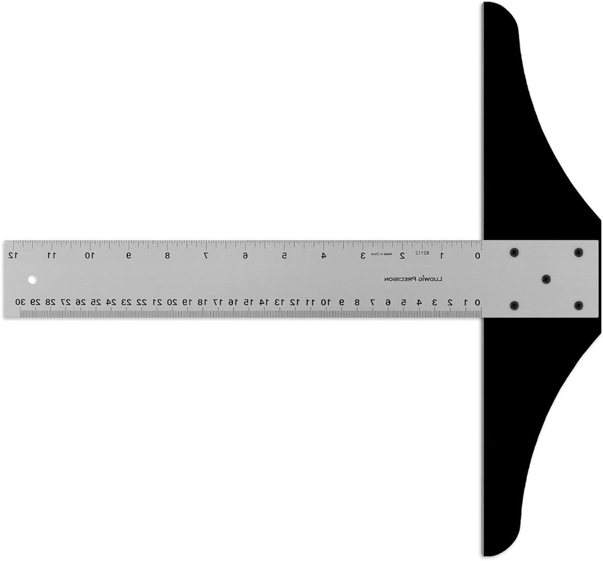 Aluminium T-Vierkant - Meetlat Liniaal - Nauwkeurig Tekenen - Extra Dik Blad - 30.5 cm - Zilver
