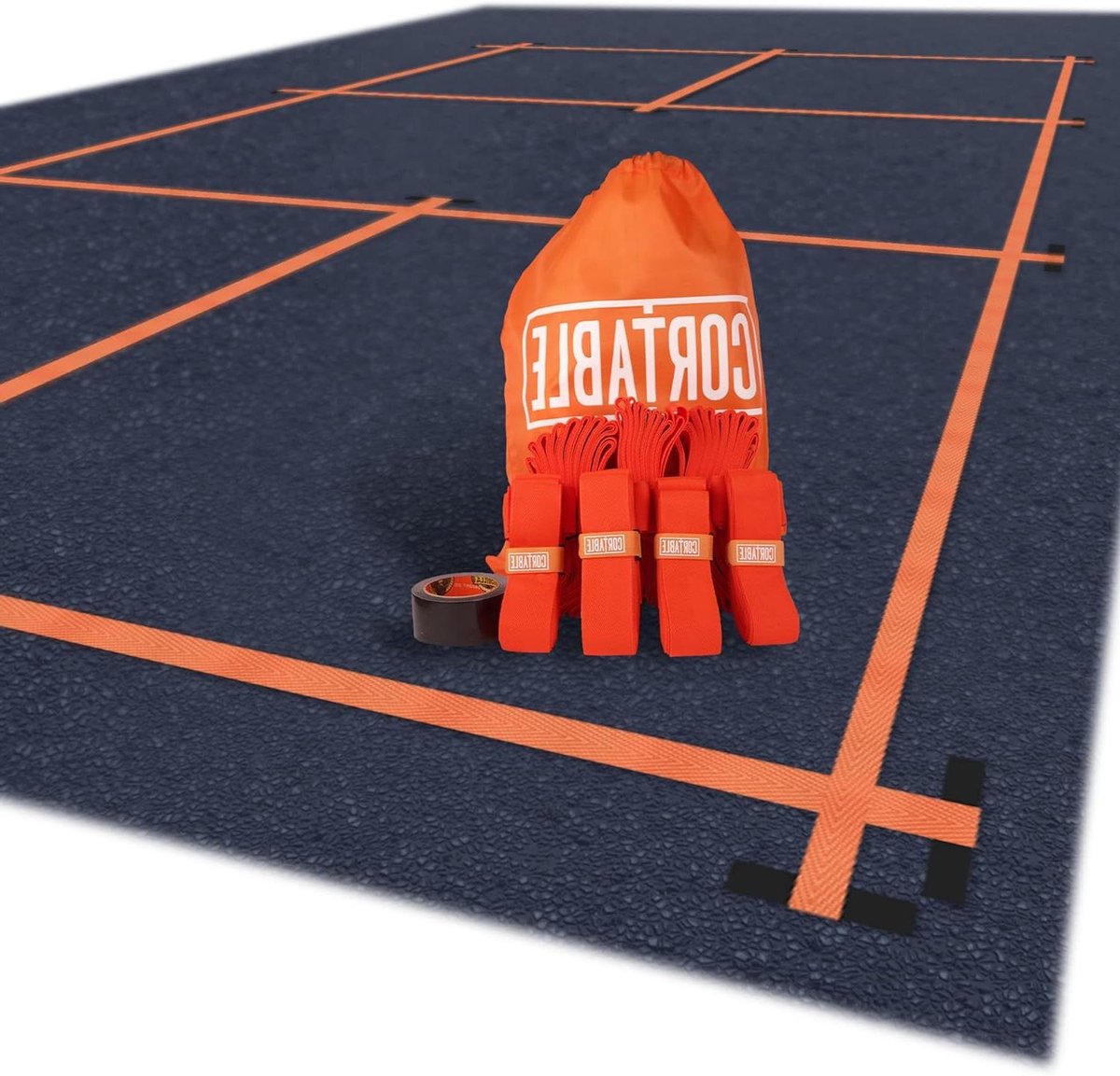 Pickleball Court Lijnen - Draagbare Markering - Sport Spelen - Geen Meting Nodig - 20x44 Inch - Oranje