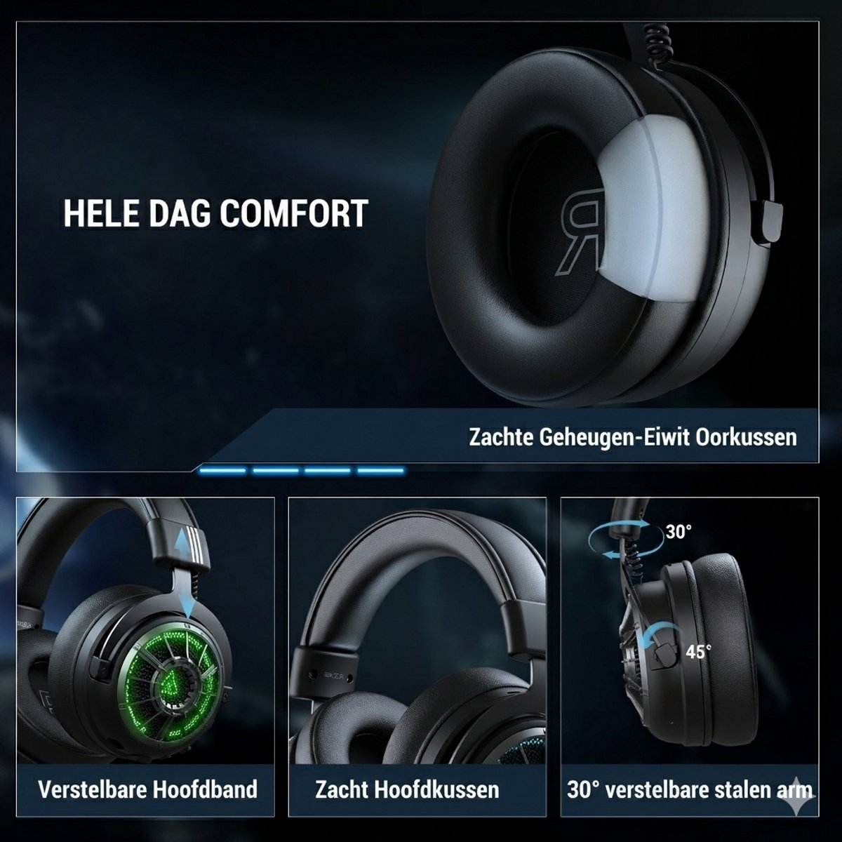 Gaming Headset Draadloos 7.1 Surround Sound – PS5 PC Xbox Switch - Met Microfoon – 100u Batterij – EKSA StarEngine Pro thumbnail 3