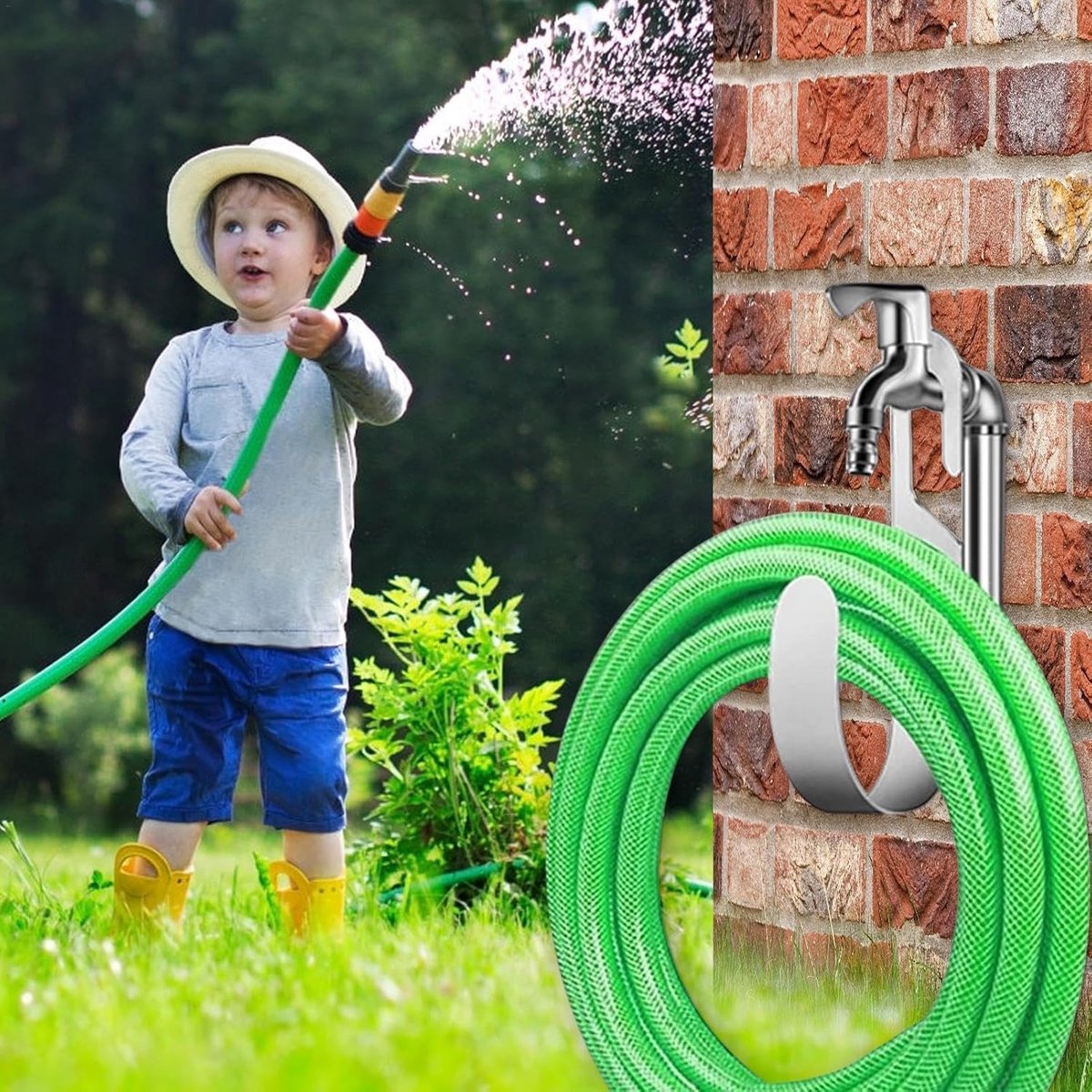 Tuinslanghouder - Slangenrek - Tuin Opruimen - Roestvrij Staal - Tot 30 Meter - Zilver – foto 3