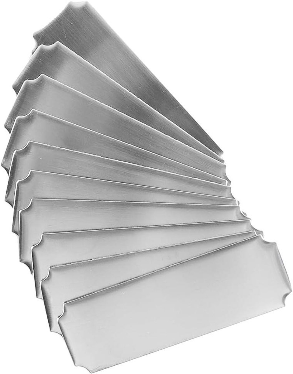 Gegraveerde Naamplaatjes - Gepersonaliseerde Borden - Naam en Tekst - Zelfklevende Achterkant - 10 Stuks 3x1 Inch - Zilverkleurig