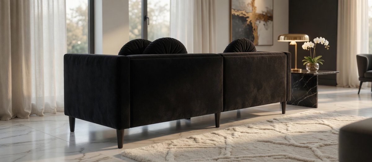 Luxe Fluweel Bank – Zwart – Industrohome