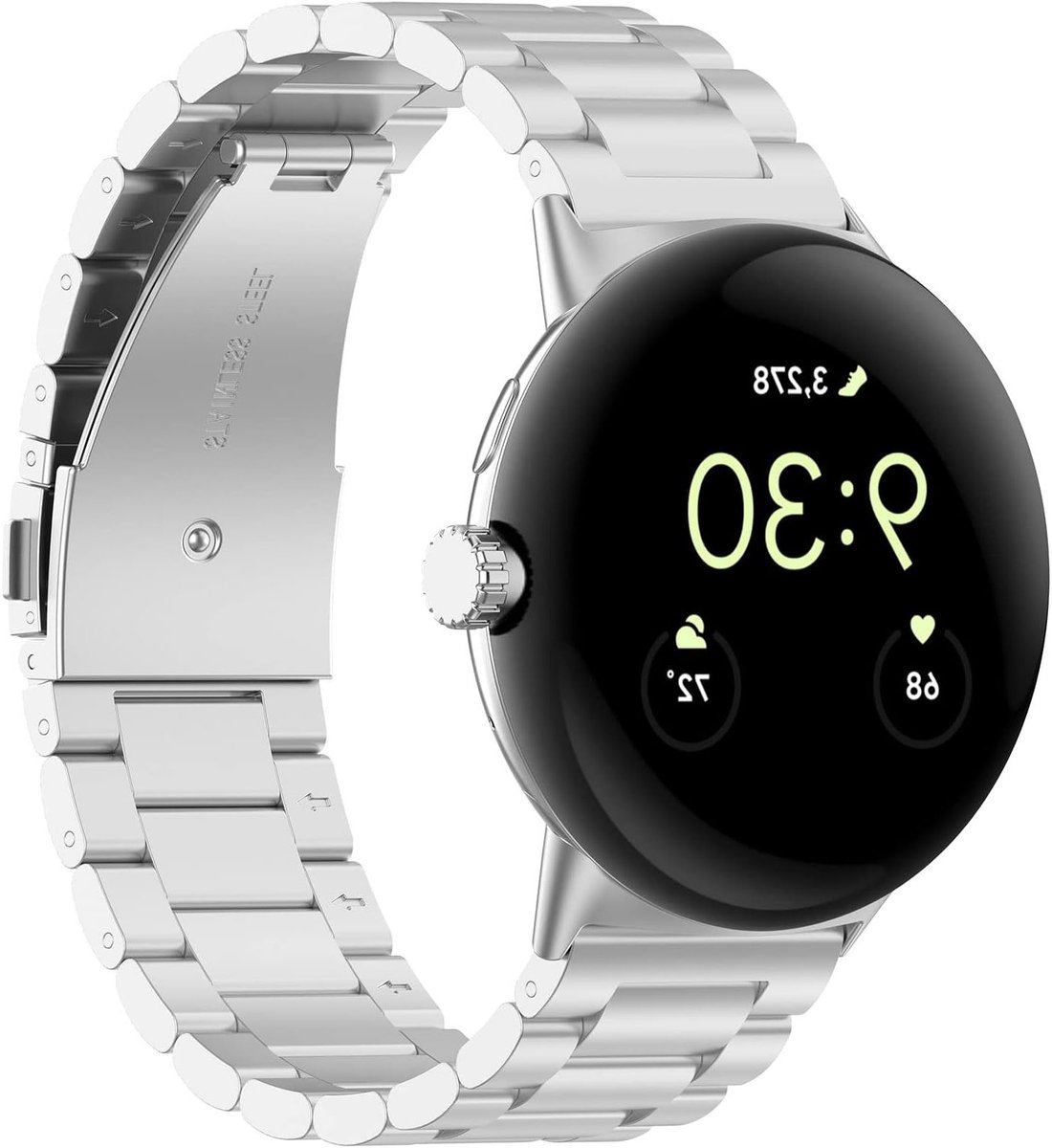 Robuuste metalen horlogeband voor Google Pixel Watch 3 45mm, vervangband van roestvrij staal, zilver, duurzaam en stijlvol