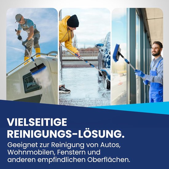 Autowasborstel Telescoop - Raamwisser Lange steel - Voertuigen en ramen reinigen - Ingebouwde waterleiding - Tot 3 meter — afbeelding 2