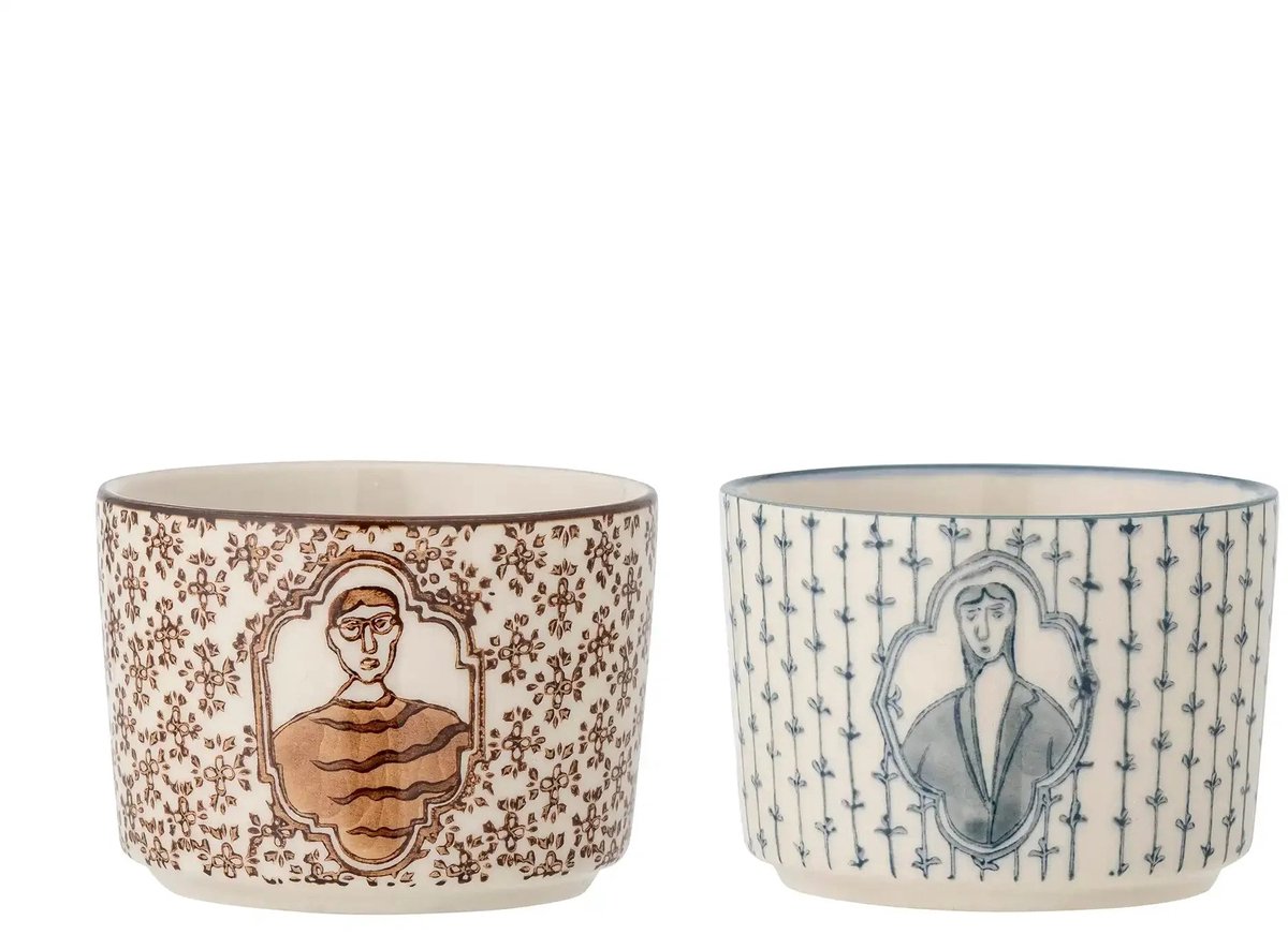 Schaal aardewerk blauw Tonia 9cm - set van 2