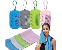 Cooling Towel Sport - 4 stuks - Koelhanddoek - 100x30cm - Verkoelende Handdoek - Sporthanddoek - Ice Towel - Sneldrogend -ijshanddoek - met opberghoes - Absorberend - Zweetabsorberend - Koelsjaal - Microvezel - voor Sport, Fitness, Yoga, Outdoor