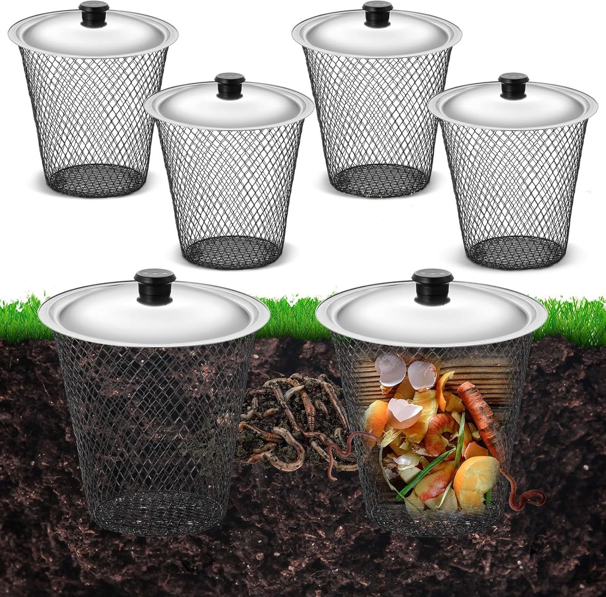 Ulisem - Ondergrondse wormenbak 4-stuks - Afmeting 23x23x15 