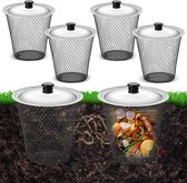 Ulisem - Ondergrondse wormenbak 4-stuks - Afmeting 23x23x15 cm - Met deksel - Ventilatiegaten - Stapelbaar - Voor buiten - Metaal - Recycle groenteafval - Geschikt voor verhoogde bedden