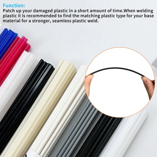 Kunststof Lasstaven - Lasstokken set - Plastic reparatie - 5 Soorten Materiaal - 120 stuks - Multicolor van Merkloos — afbeelding 2