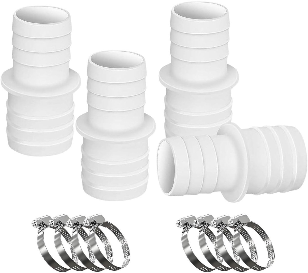 IMstore - Pool Hose Connectors - 32mm naar 38mm - Complete set met slangklemmen - Wit - Slangverbinder voor zwembad en tuin - Efficiënte oplossing ...