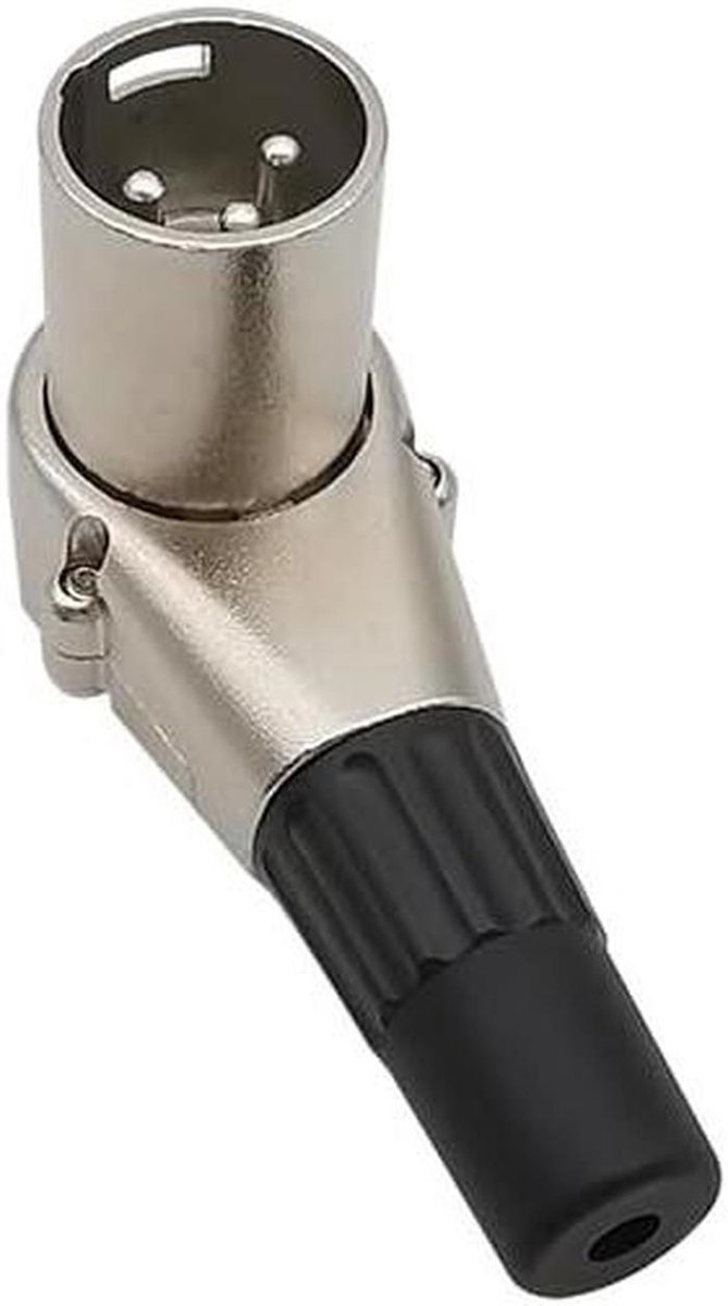 XLR Connector - Audiokabel Adapter - Microfoon Aansluiten - Haakse Vorm - 3-pins - Zwart Zilver